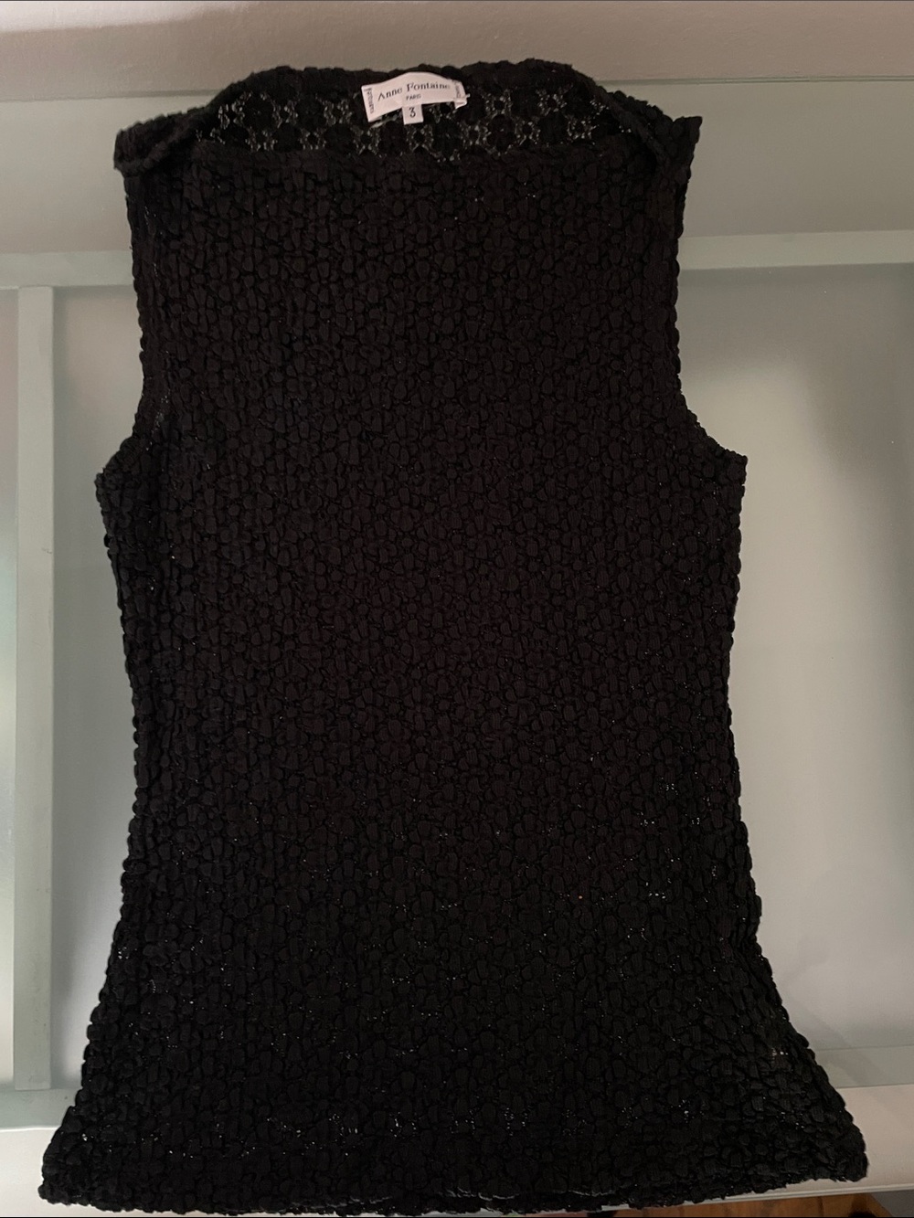 Anne Fontaine Black Sleeveless Textured Knit Tank Size 3